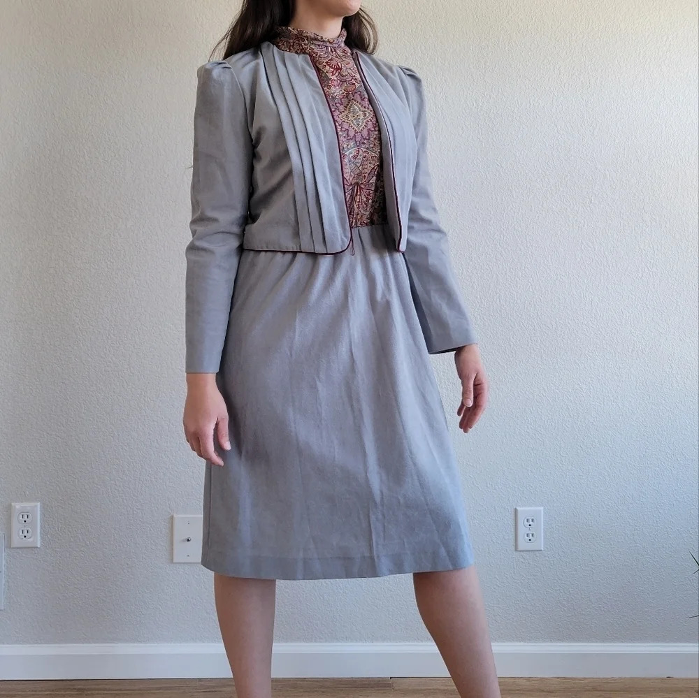 🔥 (5for$35) Vintage 1970s MALOUF OF DALLAS  Suit Dress and Jacket